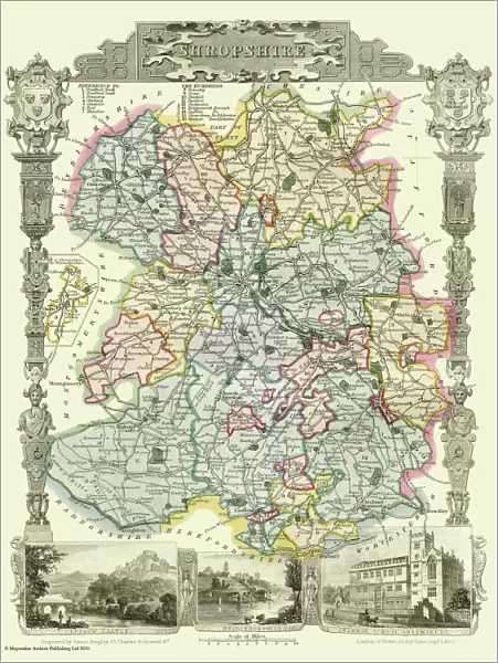 Old County Map of Shropshire 1836 by Thomas Moule