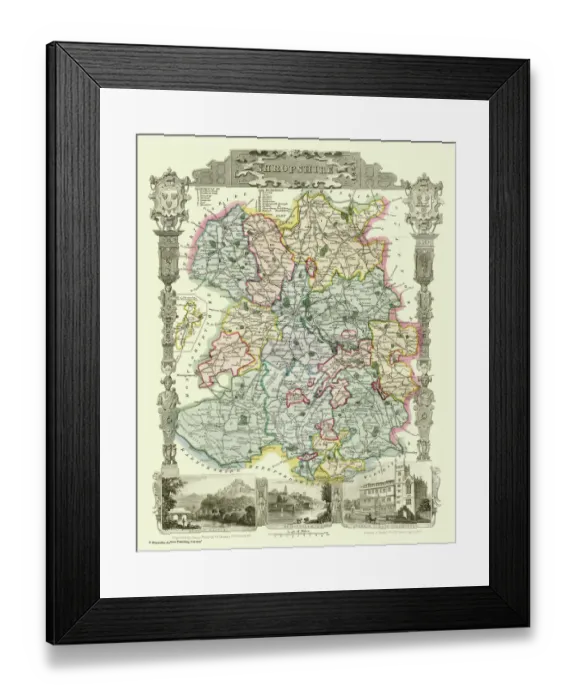 Framed Print : Old County Map of Shropshire 1836 by Thomas Moule