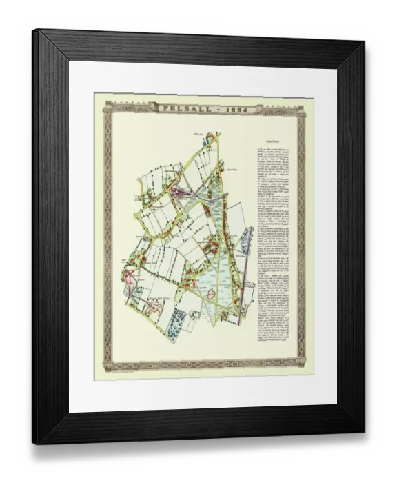 Framed Print : Old Map of the Village of Pelsall near Walsall 1884 Framed Print : Old Map of the Village of Pelsall near Walsall 1884