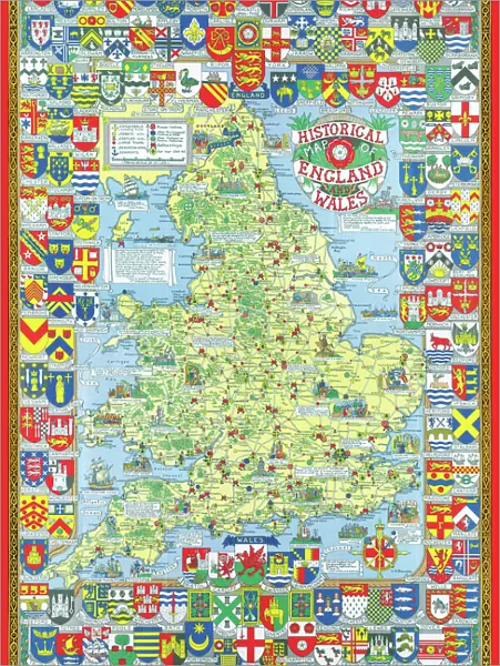 Pictorial History Map of England and Wales 1963