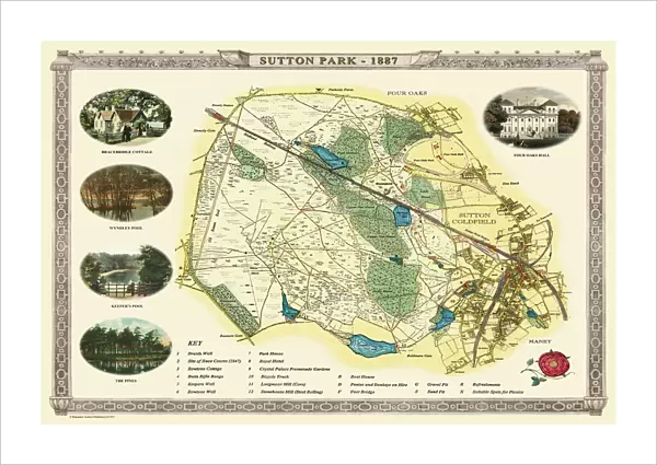 Old Map of Sutton Park near Sutton Coldfield 1885