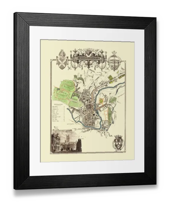 Framed Print : Old Map of the City of Bath 1836 by Thomas Moule