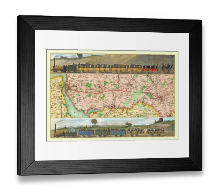 Framed Print : Old Map Titled Travelling on the Liverpool to Manchester Railway 1830 Framed Print : Old Map Titled Travelling on the Liverpool to Manchester Railway 1830