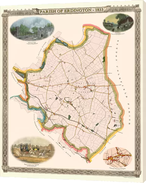 Old Map of The Parish of Erdington 1833