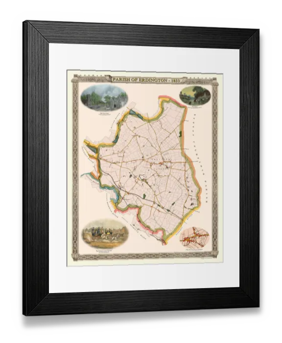 Framed Print : Old Map of The Parish of Erdington 1833 Framed Print : Old Map of The Parish of Erdington 1833