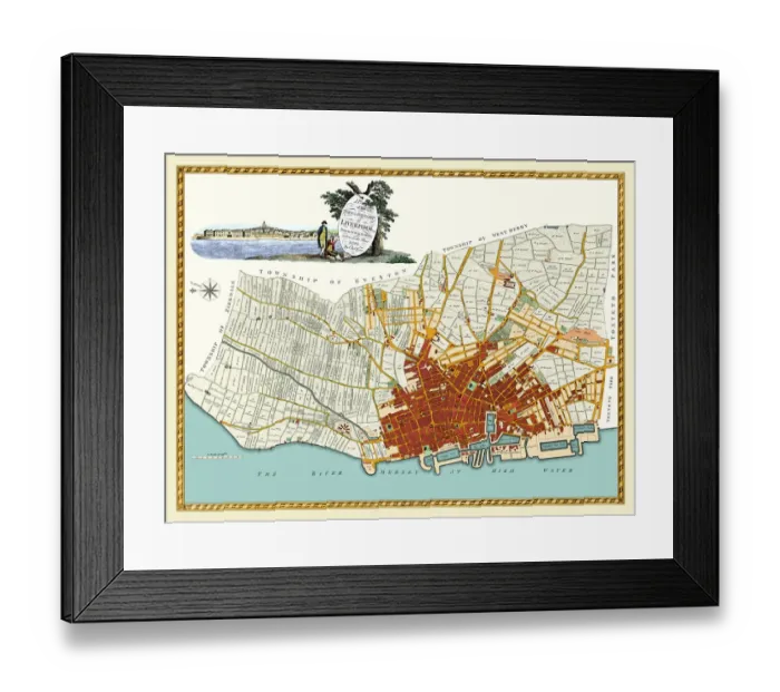 Framed Print : Old Map of Liverpool 1785 by Surveyed by Charles Eyes Framed Print : Old Map of Liverpool 1785 by Surveyed by Charles Eyes