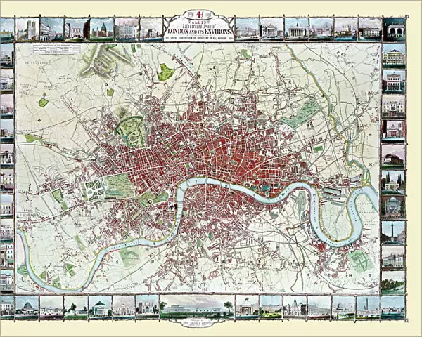 Old Map of London 1851 by John Tallis