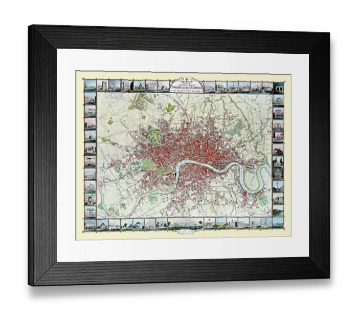 Framed Print : Old Map of London 1851 by John Tallis