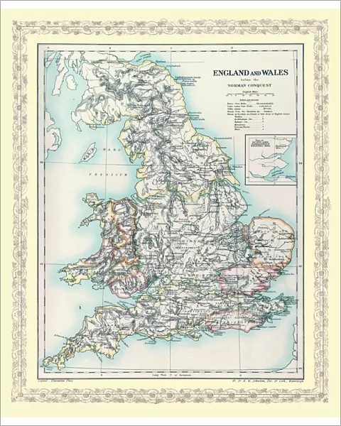 Map of England and Wales as it appeared before the Norman Conquest