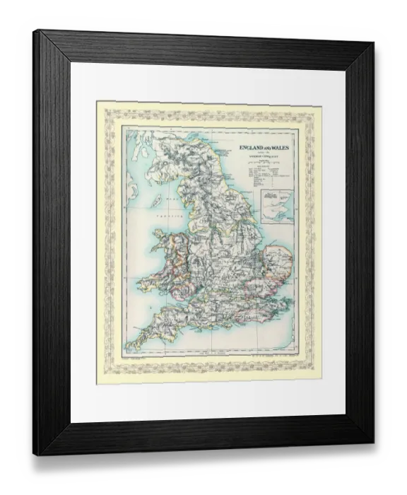 Framed Print : Map of England and Wales as it appeared before the Norman Conquest