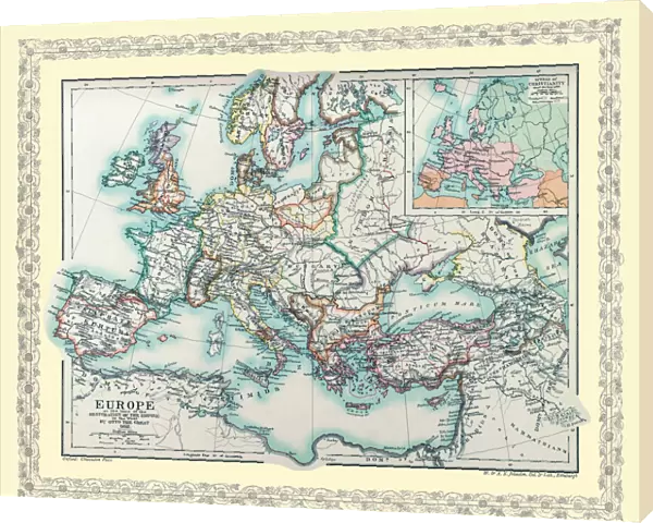 Map of Europe showing how it appeared at the time of the Restoration of the Empire in the Wwest by Otto The Great AD 962