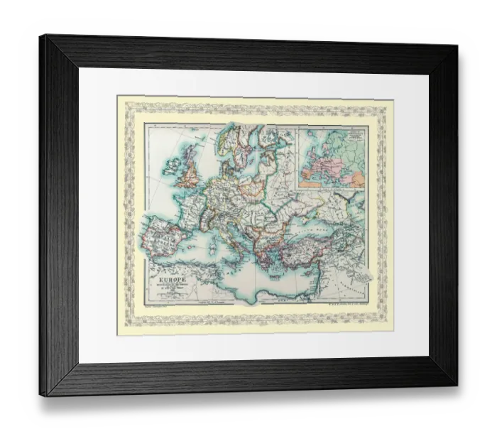 Framed Print : Map of Europe showing how it appeared at the time of the Restoration of the Empire in the Wwest by Otto The Great AD 962 Framed Print : Map of Europe showing how it appeared at the time of the Restoration of the Empire in the Wwest by Otto The Great AD 962