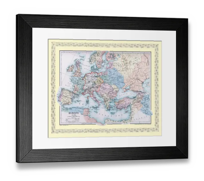Framed Print : Map of Europe showing how it appeared in the year AD 1360