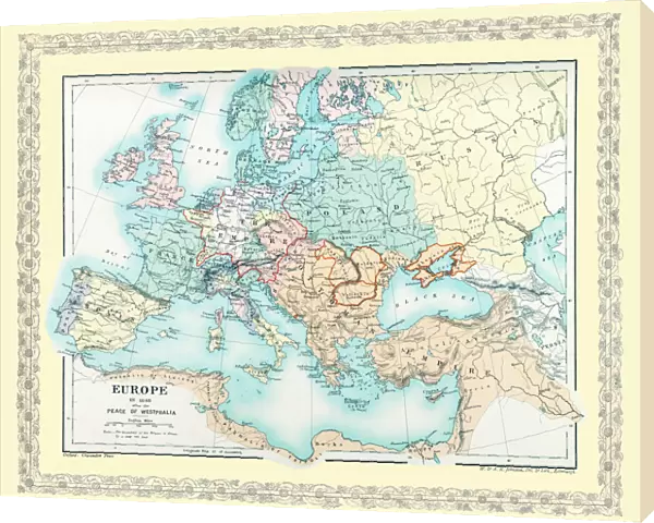 Map of Europe showing how it appeared after the Peace of Westphalia 1648AD