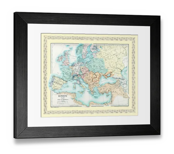 Framed Print : Map of Europe showing how it appeared after the Peace of Westphalia 1648AD