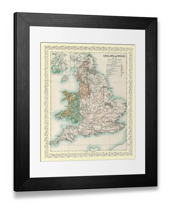Framed Print : Map of England and Wales as it appeared under the House of Lancaster Framed Print : Map of England and Wales as it appeared under the House of Lancaster