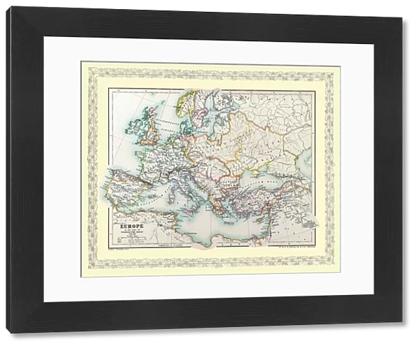 Map of Europe showing how it appeared in the time of Charles the Great AD 768 - AD 814