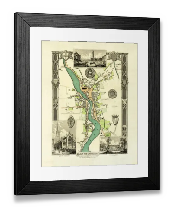 Framed Print : Old Map of Boston England 1836 by Thomas Moule Framed Print : Old Map of Boston England 1836 by Thomas Moule