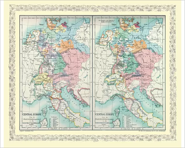 Two Maps of Central Europe that illustrate how the region looked during the years of conflict between AD 1795 and AD 1803