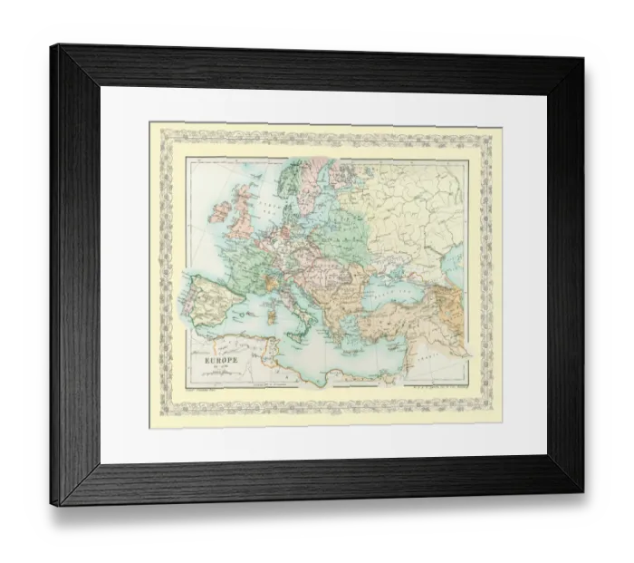 Framed Print : Map of Europe showing how it appeared in the year AD 1740