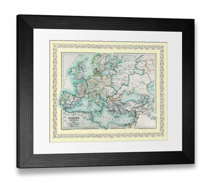 Framed Print : Map of Europe showing how it appeared at the time of the Third Crusade AD 1190 Framed Print : Map of Europe showing how it appeared at the time of the Third Crusade AD 1190
