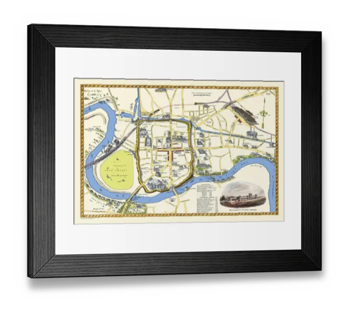 Framed Print : Pictorial Plan of Chester by W. Willis c1865 Framed Print : Pictorial Plan of Chester by W. Willis c1865
