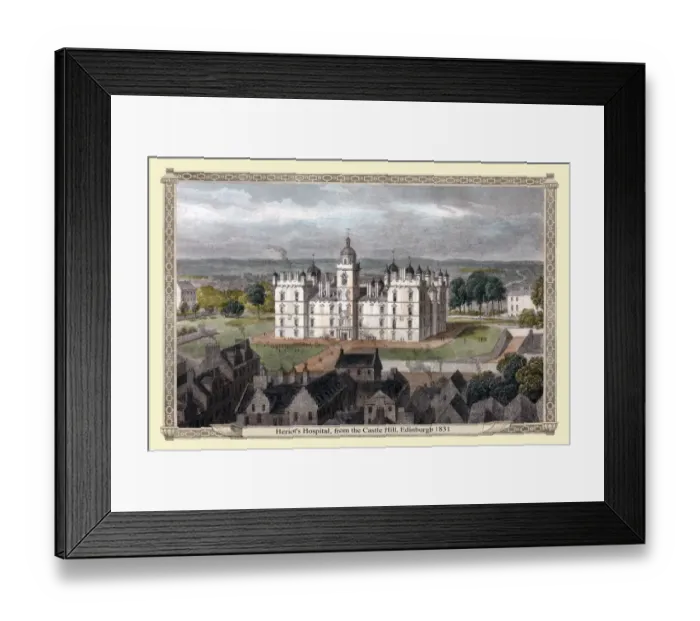 Framed Print : Heriots Hospital, from the Castle Hill, Edinburgh 1831 Framed Print : Heriots Hospital, from the Castle Hill, Edinburgh 1831