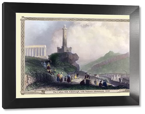 The Calton Hill, Edinburgh, with Nelsons Monument, 1838