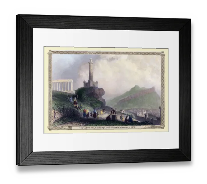 Framed Print : The Calton Hill, Edinburgh, with Nelsons Monument, 1838 Framed Print : The Calton Hill, Edinburgh, with Nelsons Monument, 1838