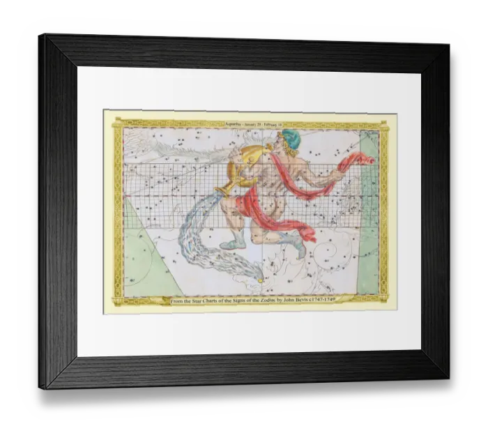 Framed Print : Signs of the Zodiac in Early Color by John Bevis ÔÇô Aquarius - January 20 ÔÇô February 18 Framed Print : Signs of the Zodiac in Early Color by John Bevis ÔÇô Aquarius - January 20 ÔÇô February 18