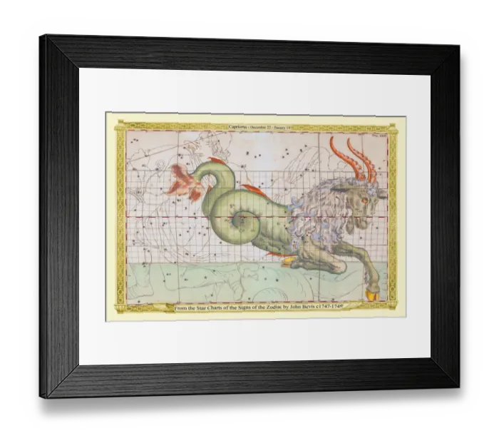 Framed Print : Signs of the Zodiac in Early Color by John Bevis ÔÇô Capricorn ÔÇô December 22 ÔÇô January 19 Framed Print : Signs of the Zodiac in Early Color by John Bevis ÔÇô Capricorn ÔÇô December 22 ÔÇô January 19