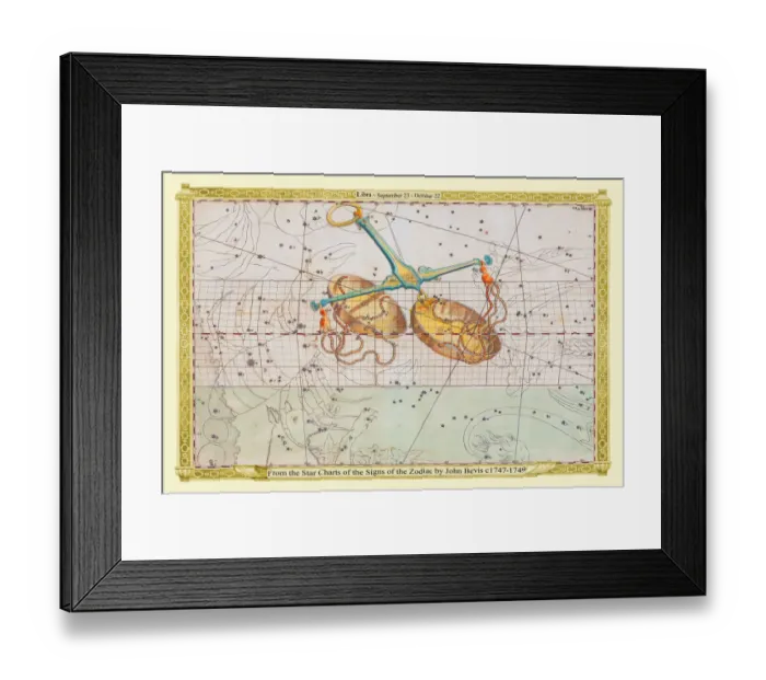 Framed Print : Signs of the Zodiac in Early Color by John Bevis ÔÇô Libra ÔÇô September 23 ÔÇô October 22 Framed Print : Signs of the Zodiac in Early Color by John Bevis ÔÇô Libra ÔÇô September 23 ÔÇô October 22
