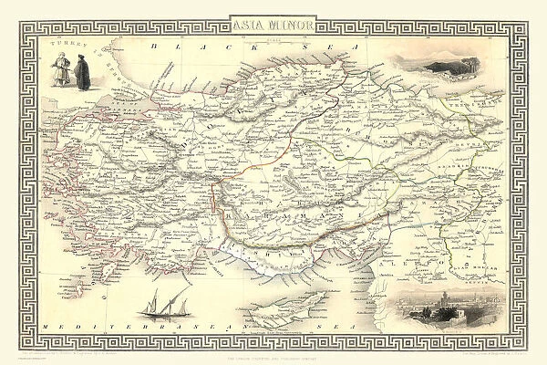 Asia Minor 1851. A fine facimile artworked from an antique original map of Asia Minor