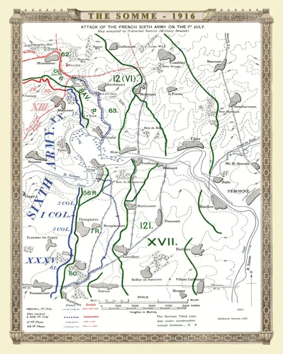 Framed Print : The Battle of The Somme 1916, The Attack of the French Sixth Army on 1st July