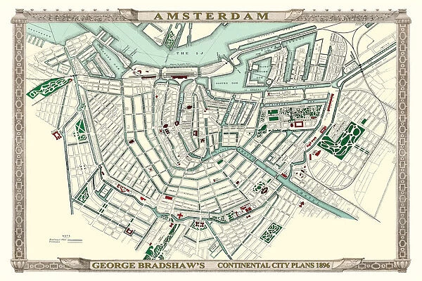 George Bradshaw's Plan of Amsterdam, Holland 1896