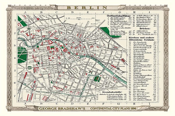 George Bradshaw's Plan of Berlin, Germany 1896