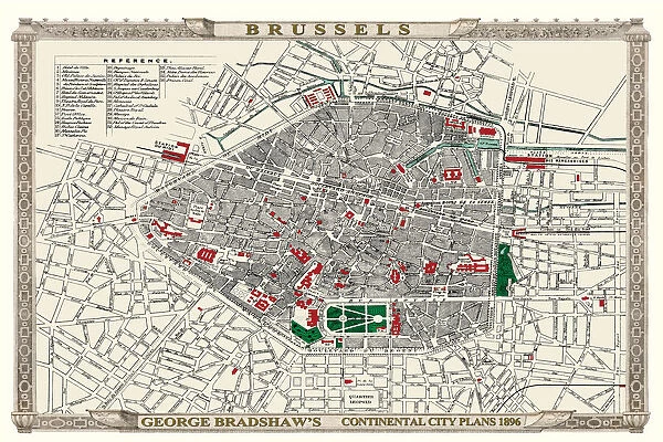 George Bradshaw's Plan of Brussels, Belgium 1896