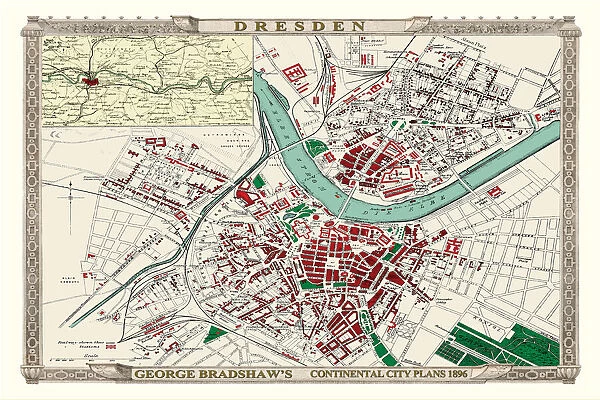 George Bradshaw's Plan of Dresden, Germany 1896