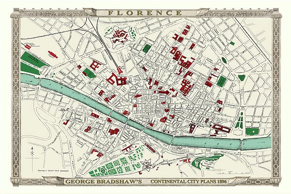 George Bradshaw's Plan of Florence, Italy 1896