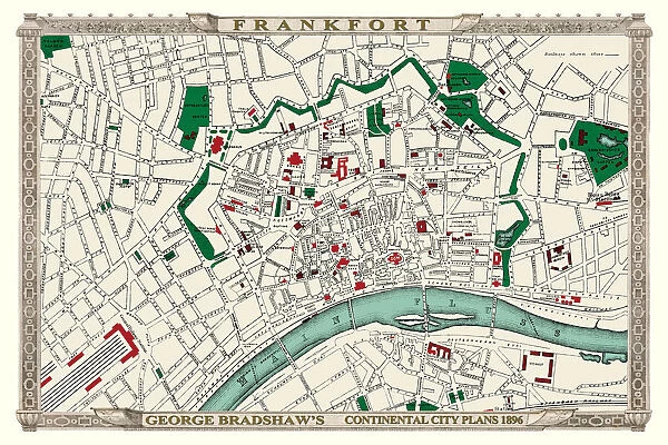 George Bradshaw's Plan of Frankfort, Germany 1896