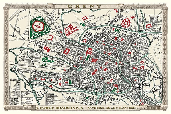 George Bradshaw's Plan of Ghent, Belgium1896