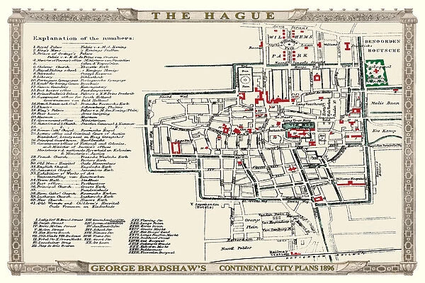 George Bradshaw's Plan of The Hague, Netherlands1896