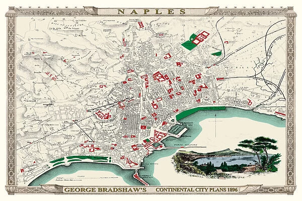 George Bradshaws Plan of Naples, Greece 1896
