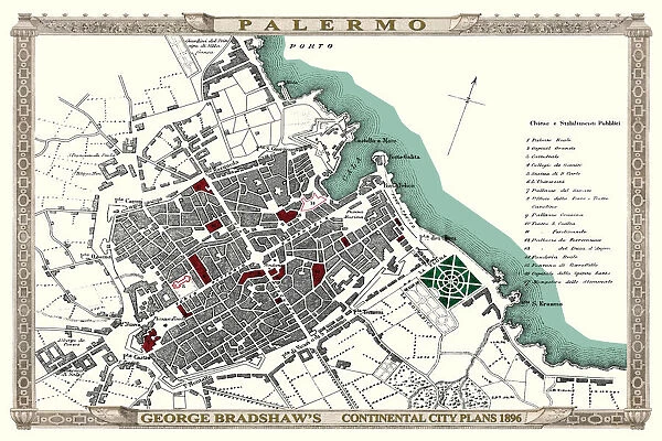 George Bradshaw's Plan of Palermo, Italy1896