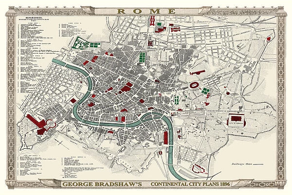 George Bradshaw's Plan of Rome, Italy 1896