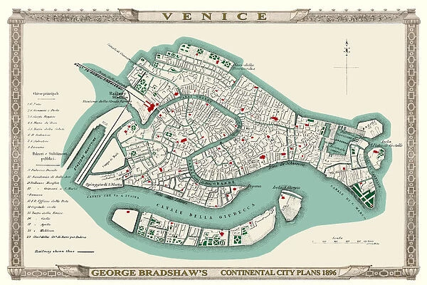 George Bradshaw's Plan of Venice, Italy 1896
