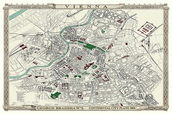 George Bradshaws Plan of Vienna, Austria 1896
