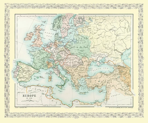 Map of Europe showing how it appeared in the year AD 1740