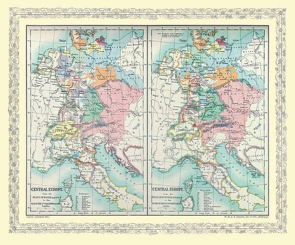 Two Maps of Central Europe that illustrate how the region looked during the years of conflict between AD 1795 and AD 1803