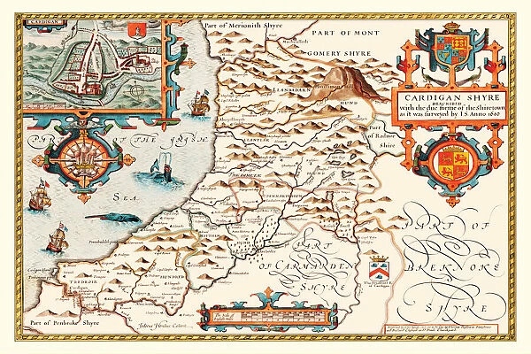 Old County Map of Cardiganshire 1611 by John Speed